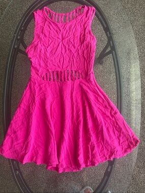 Junior ' Bright Pink Cutout Dress